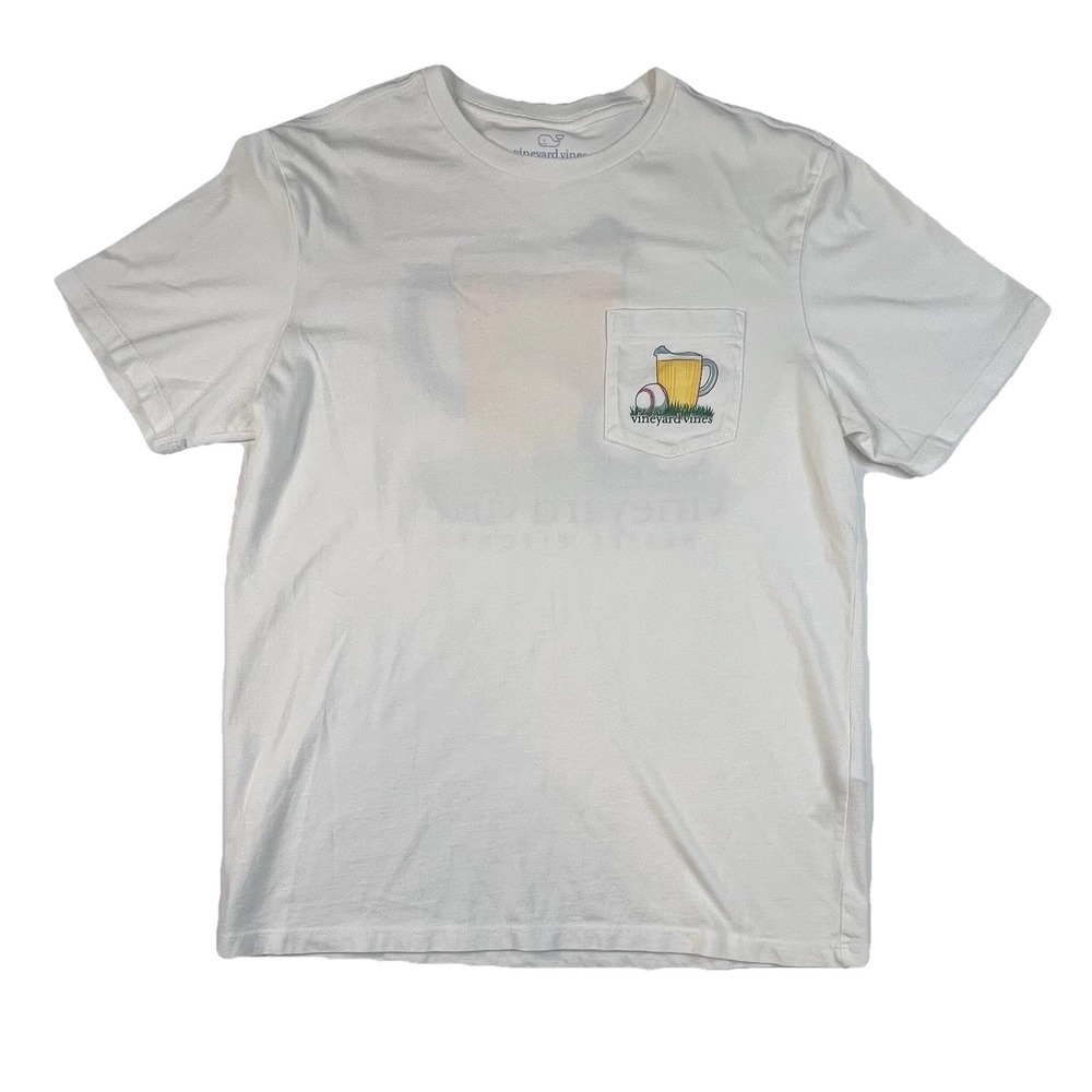 Vineyard Vines Men's Relief Pitcher Baseball Pocket T-Shirt White Small